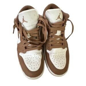 Nike Air Jordan Brown 1 Low Archaeo Lace Up Sneaker Shoes Size 10.5